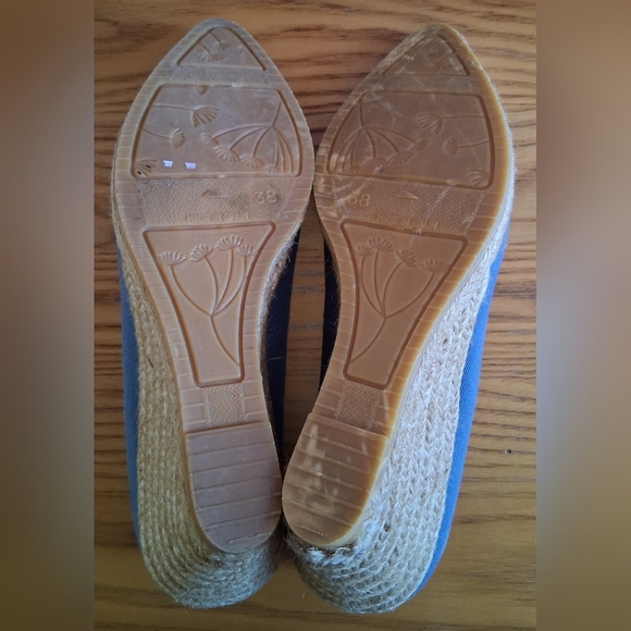 Viscata Blue Canvas Casual Neutral Everyday Espedrille Wedge Shoe SZ 8 38EU - Picture 6 of 8